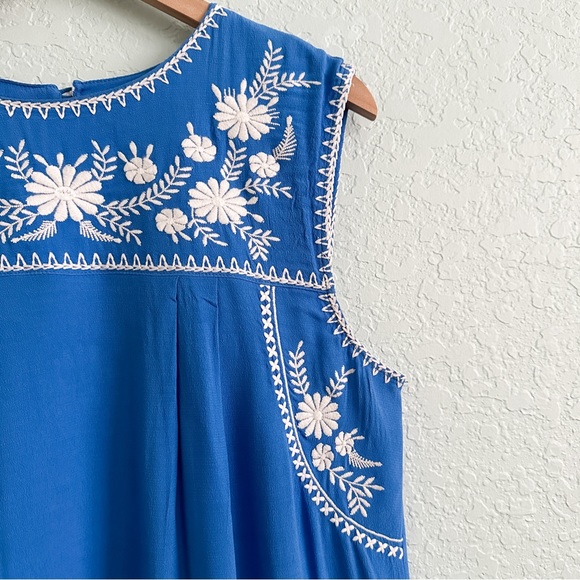 Urban Outfitters•Little White Lies•Blue Boho Embroidered Shift Dress - Picture 2 of 13